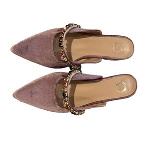 Journee Collection Jewel Mule Purple Velvet (Berry) Size 9.5